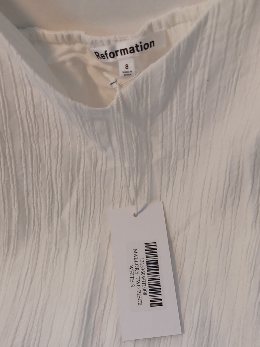Reformation Mallory White Pleated Cami and Shorts Set Size 8.  NWT! - Picture 3 of 8
